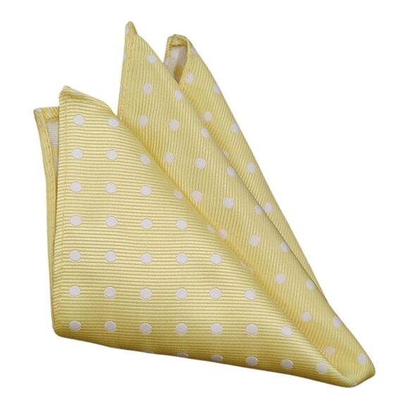 ALLURE MEN'S MULTI-DOT POCKET SQUARE SUNBEAM/ WHITE. - Picture 2 of 3